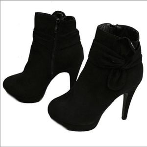 High Heel Platform Bow Bootie